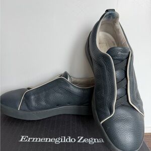 Ermenegildo Zegna Dark Gray Leather Sneakers